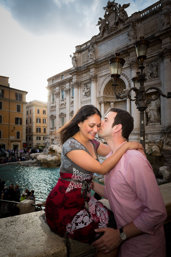 Romantically in love at the Trevi fountain.