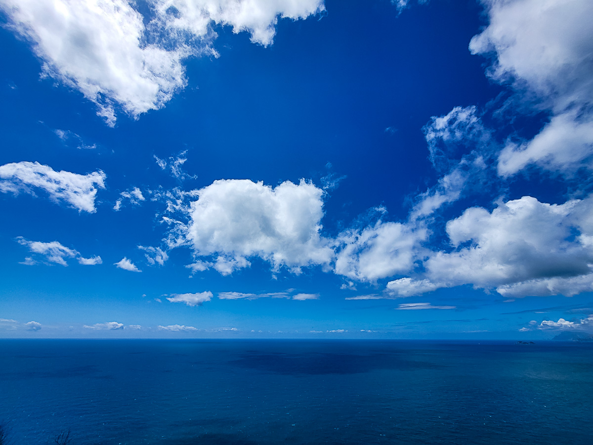 The sea under the bright blue sky 