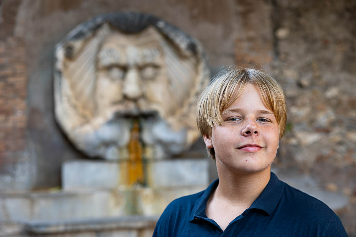 Close up portrait picture taken during a family photography session in Rome Italy 