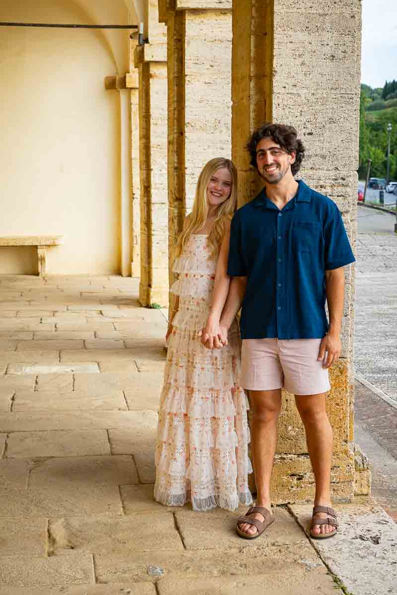 Holding hands during a photo shoot in San Biagio church temple 