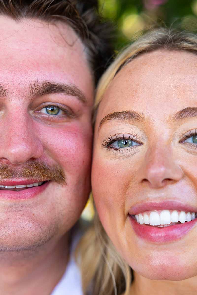 Closeup portrait of a newly engaged couple 