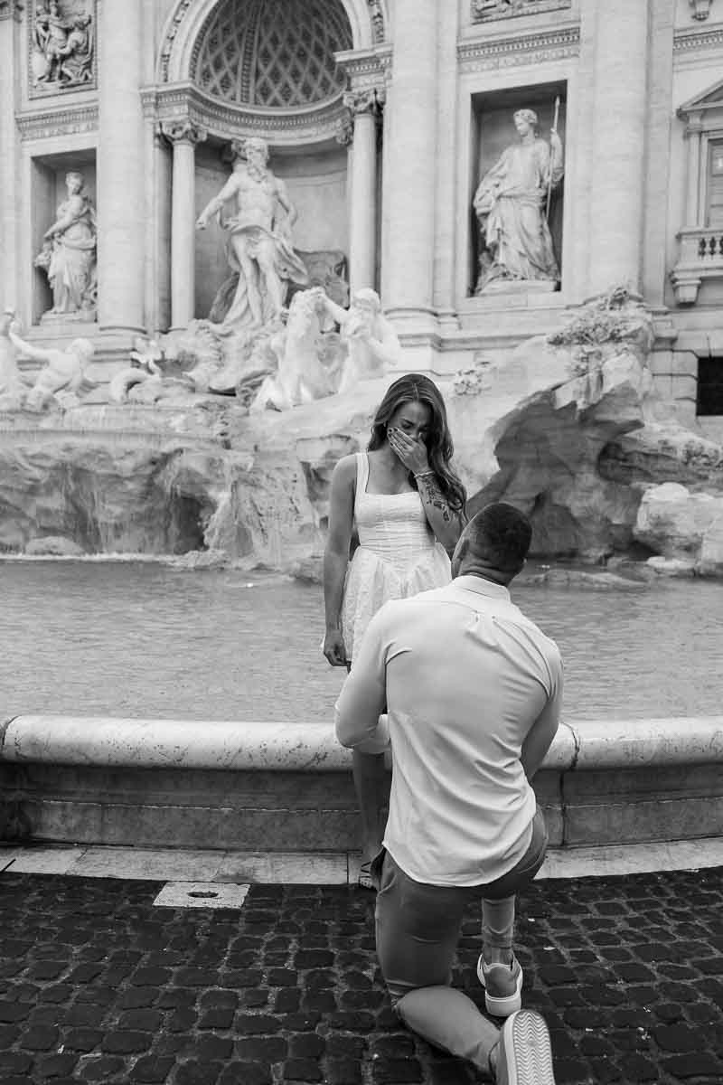 Fontana di Trevi proposal kneeling down before asking the question 