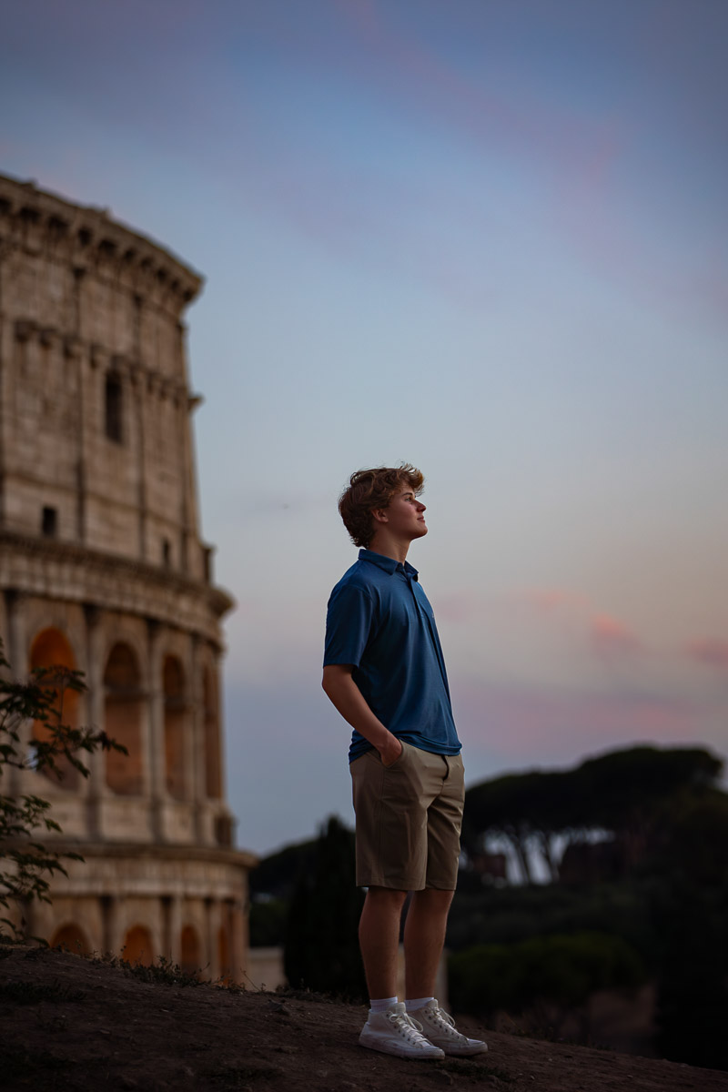 Gazing into the distance during a family vacation photoshoot