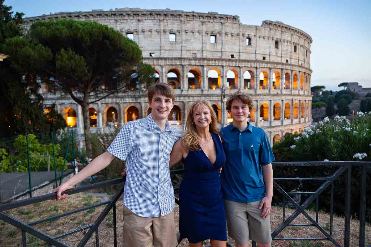 Final portrait picture of a family on vacation in Rome taking some senior pictures