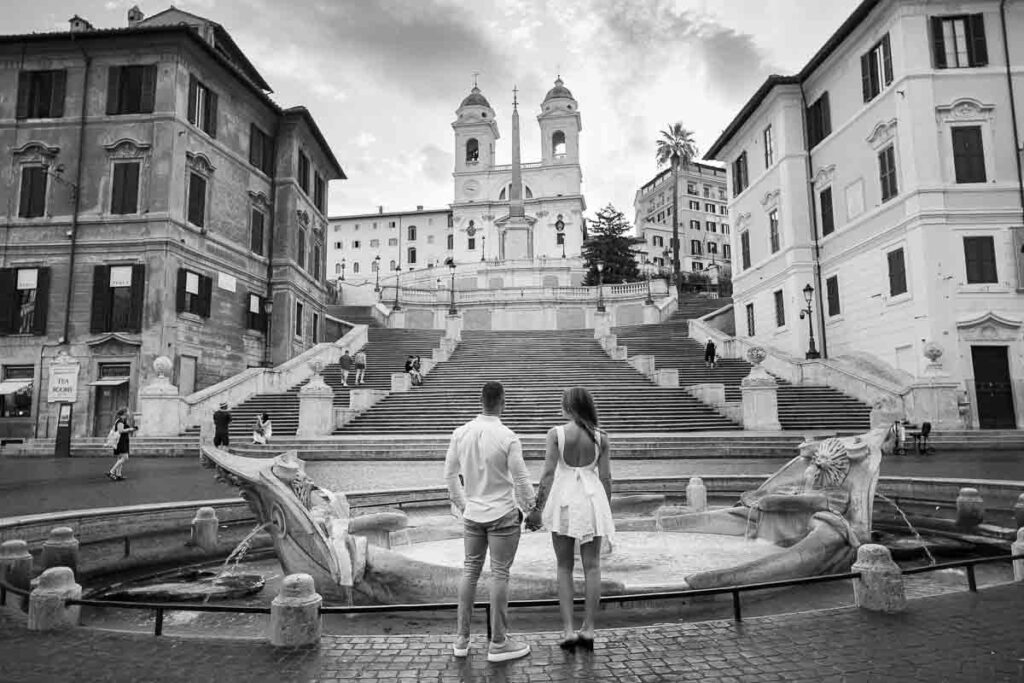 Standing before the magnificent view of the Spanish steps in Rome Italy