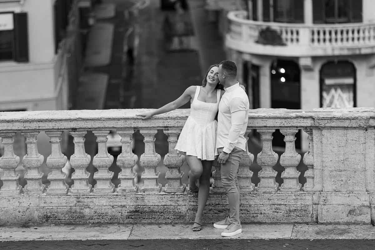 In love in Rome standing by the balconade 