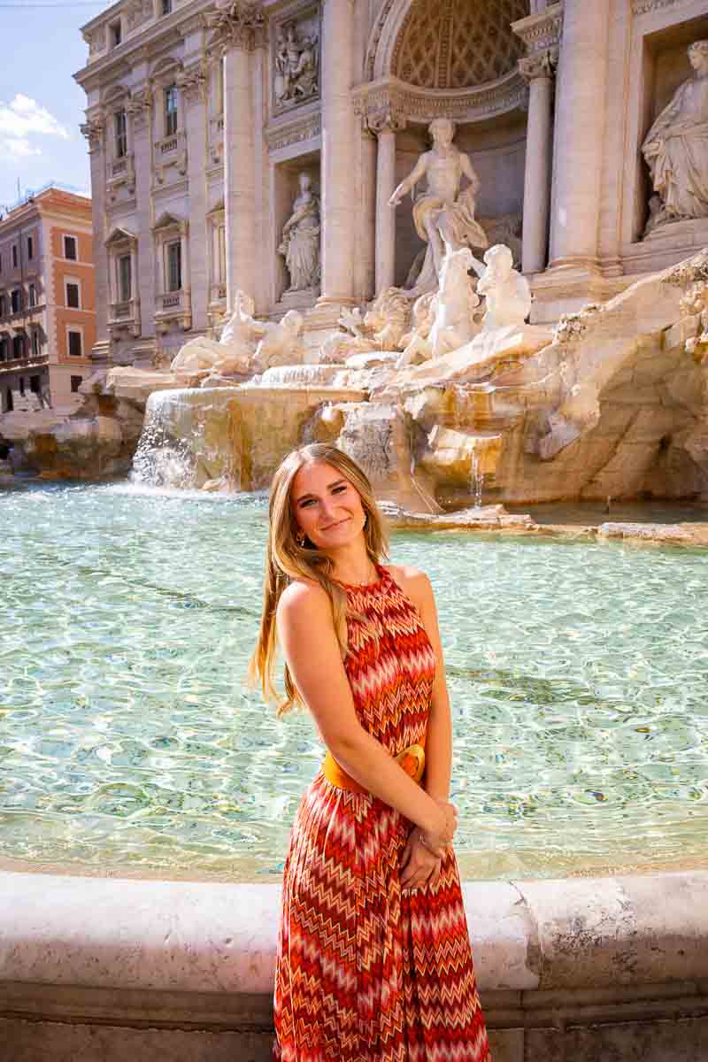 Trevi fountain modelling photography wearing a nice dress 