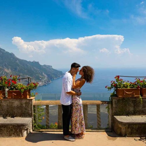 Couple portrait picture posed during engagement photography in Ravello