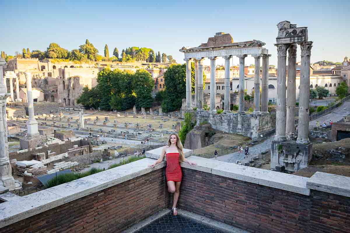 Taking senior pictures at the Roman Forum in Rome Italy