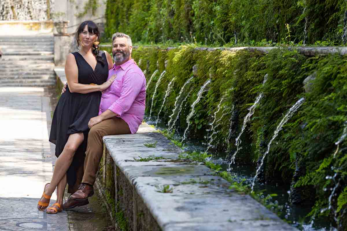 Couple engagement photography at the Villa d'Este estate in Tivoli Italy