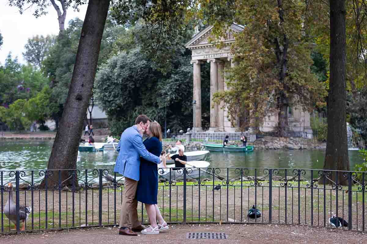 Lakeside proposal in Rome followed by a yes with lots of happiness horizontal picture 