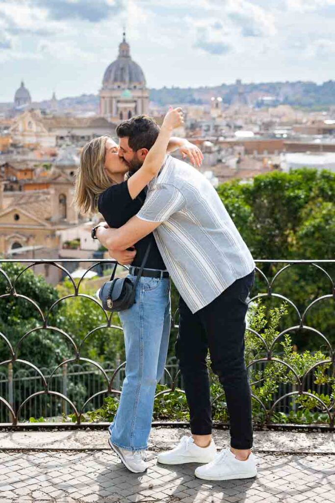 The she said yes moment overlooking the roman cityscape from above