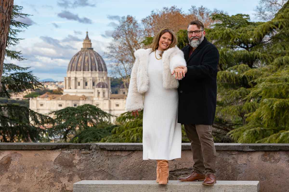 Just engaged in Rome Italy and showing off the engagement ring