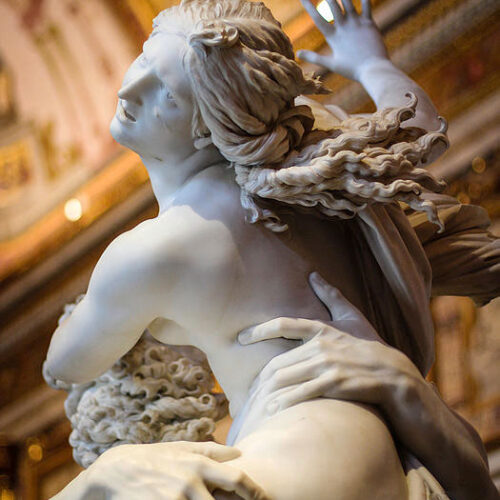 Marble Statue hand close up Bernini grabbing galleria villa borghese museum