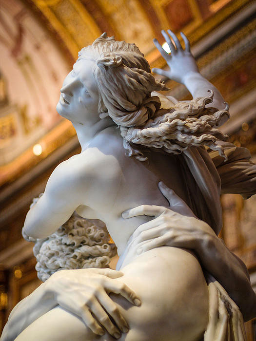 Marble Statue hand close up Bernini grabbing galleria villa borghese museum