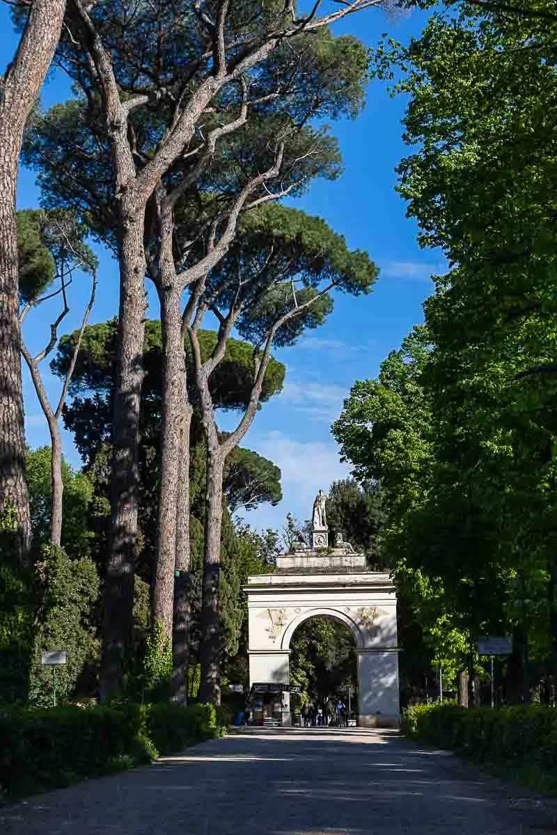 Entrance to Villa Borghese park or gardens in Rome Italy